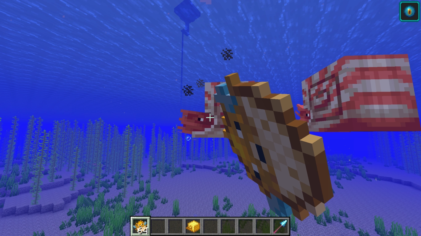 Player feeding and taming a nautilus