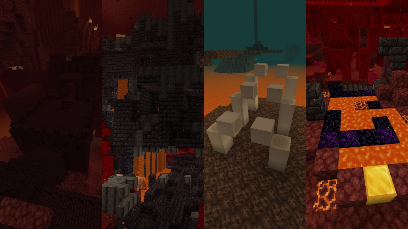Nether structures: Bastion Remnants, Nether Fortresses, Ruined Portals, and Nether Fossils in Minecraft