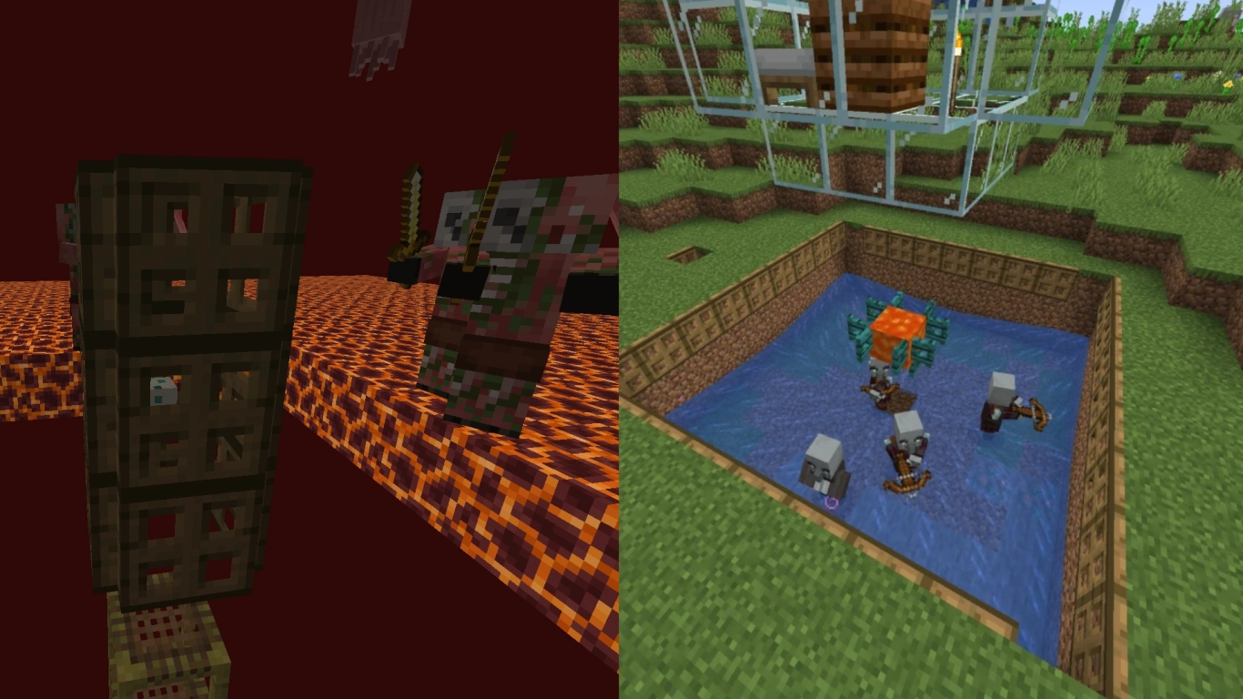 Automatic Nether Quartz farm with Piglins, gold farm, and stonemason villager