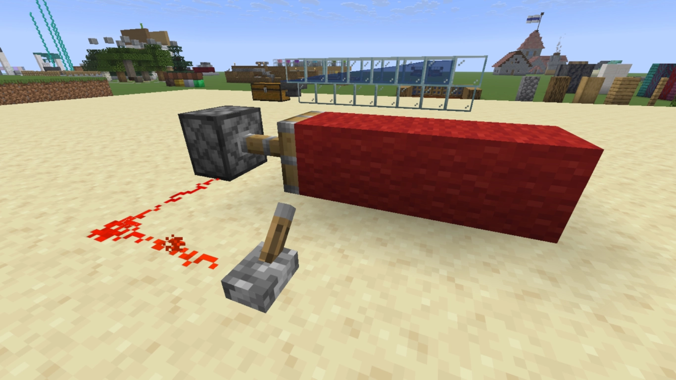 Minecraft pistons move blocks and trigger harvesting