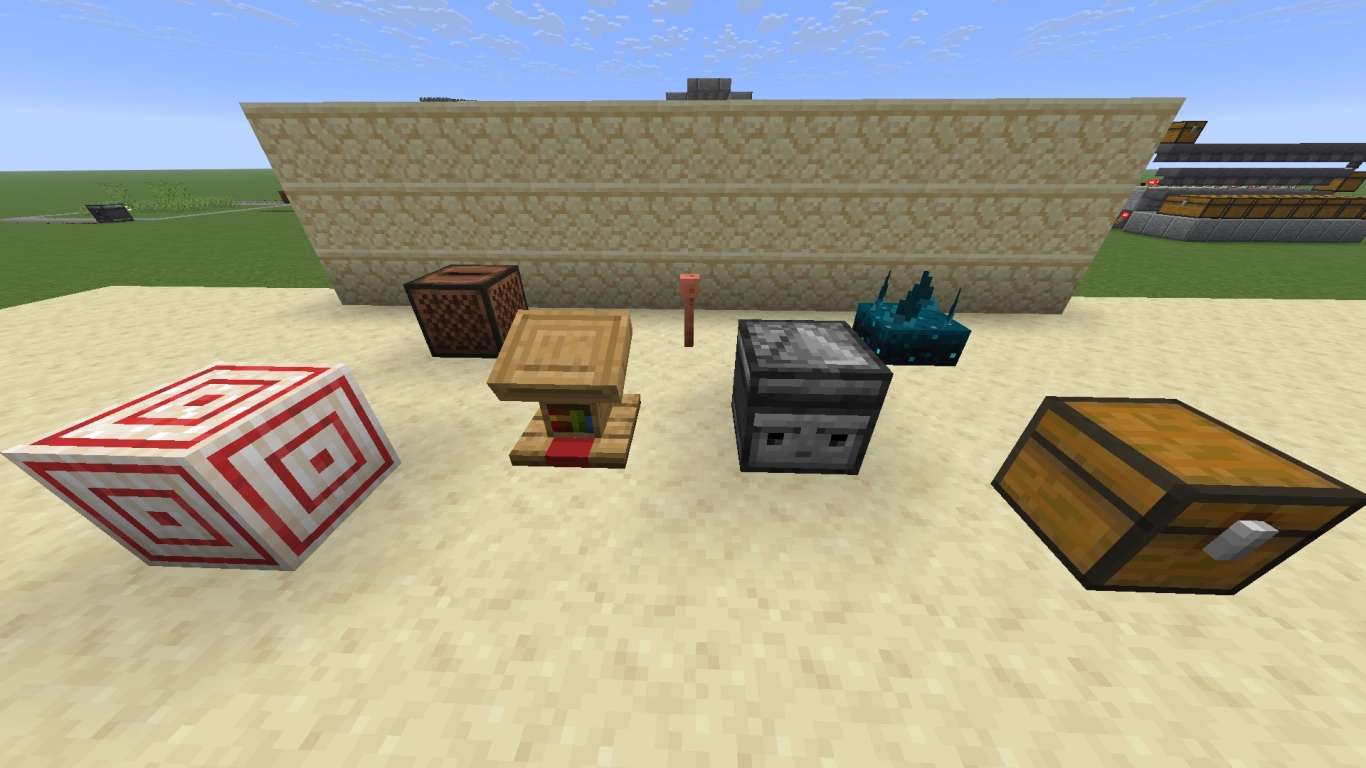 Advanced Redstone triggers: Jukebox, Lectern, Lightning Rod, Observer, Sculk Sensor, Target block, Trapped Chest