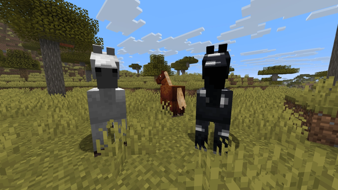 Minecraft horse used as a mount with saddle and armor
