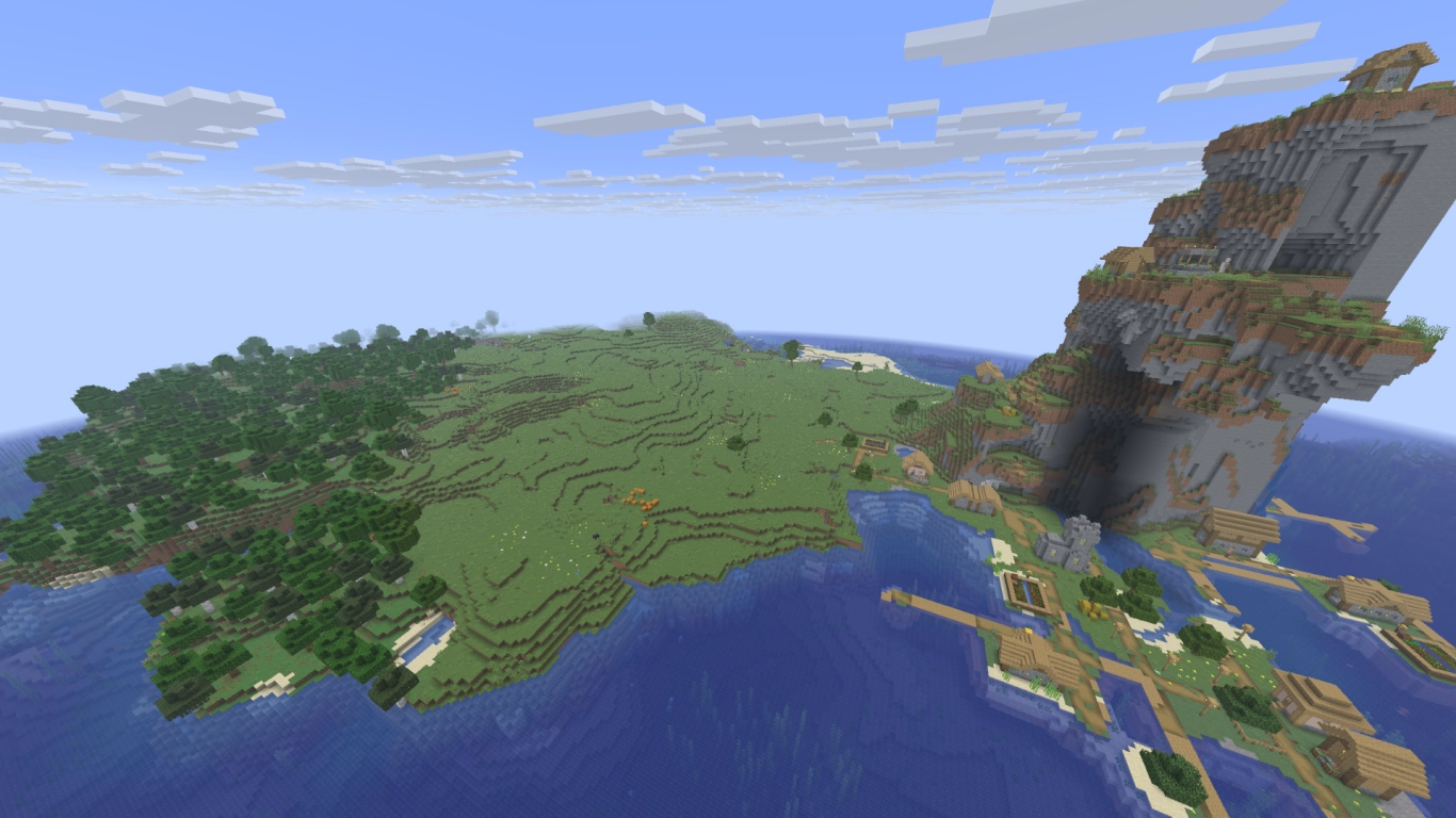 Island seed with mountain village and caves – Minecraft seed 1702360659146060485