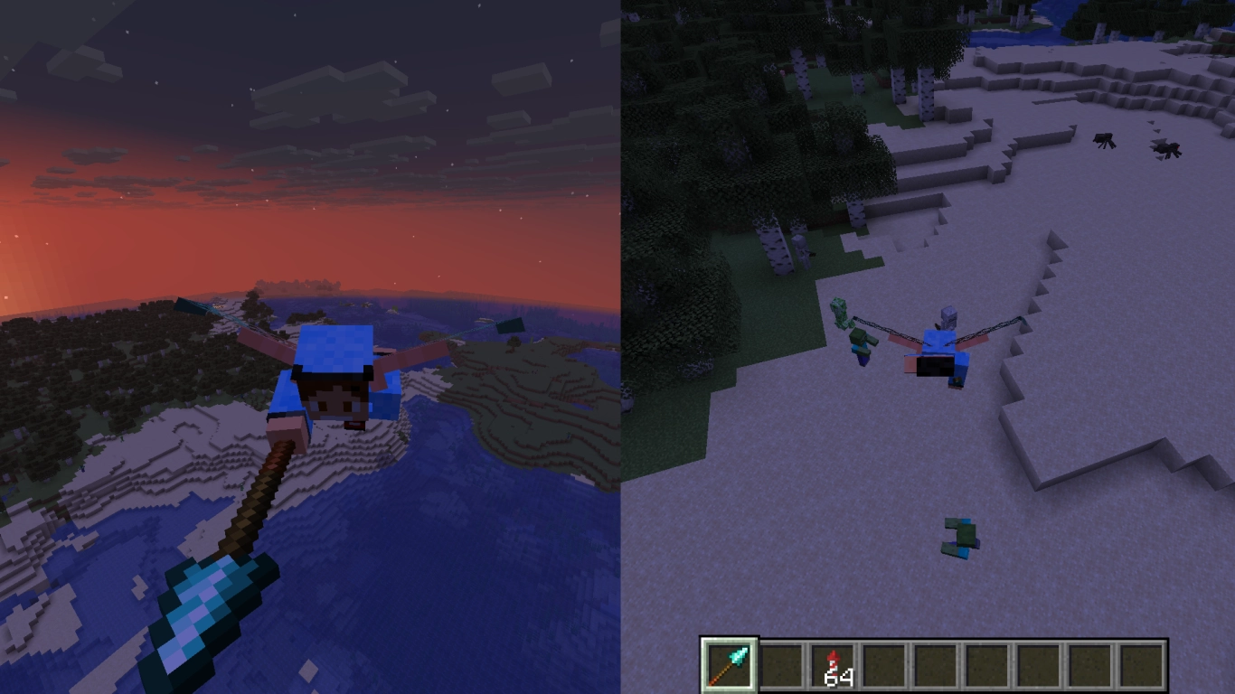 Minecraft spear damage scaling with speed on horseback and with Elytra