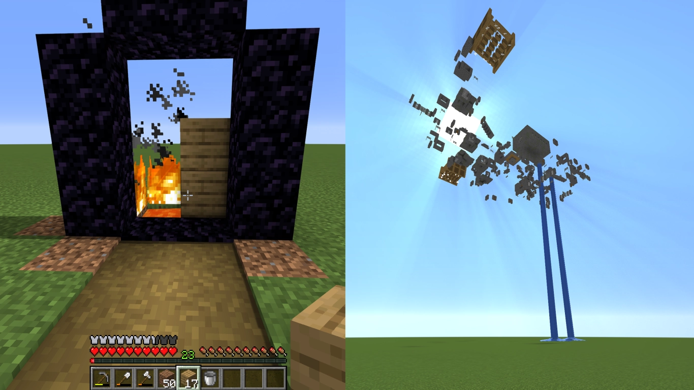 Building Minecraft Nether Portal in Superflat