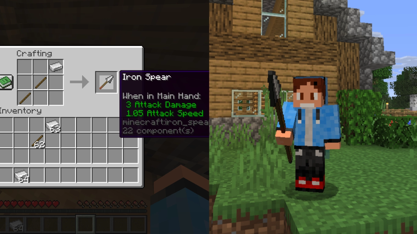 Minecraft spear new weapon with reach and charge attack