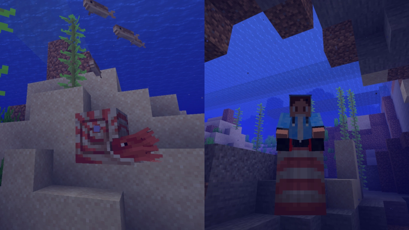 Minecraft ride the Nautilus underwater with Breath of the Nautilus