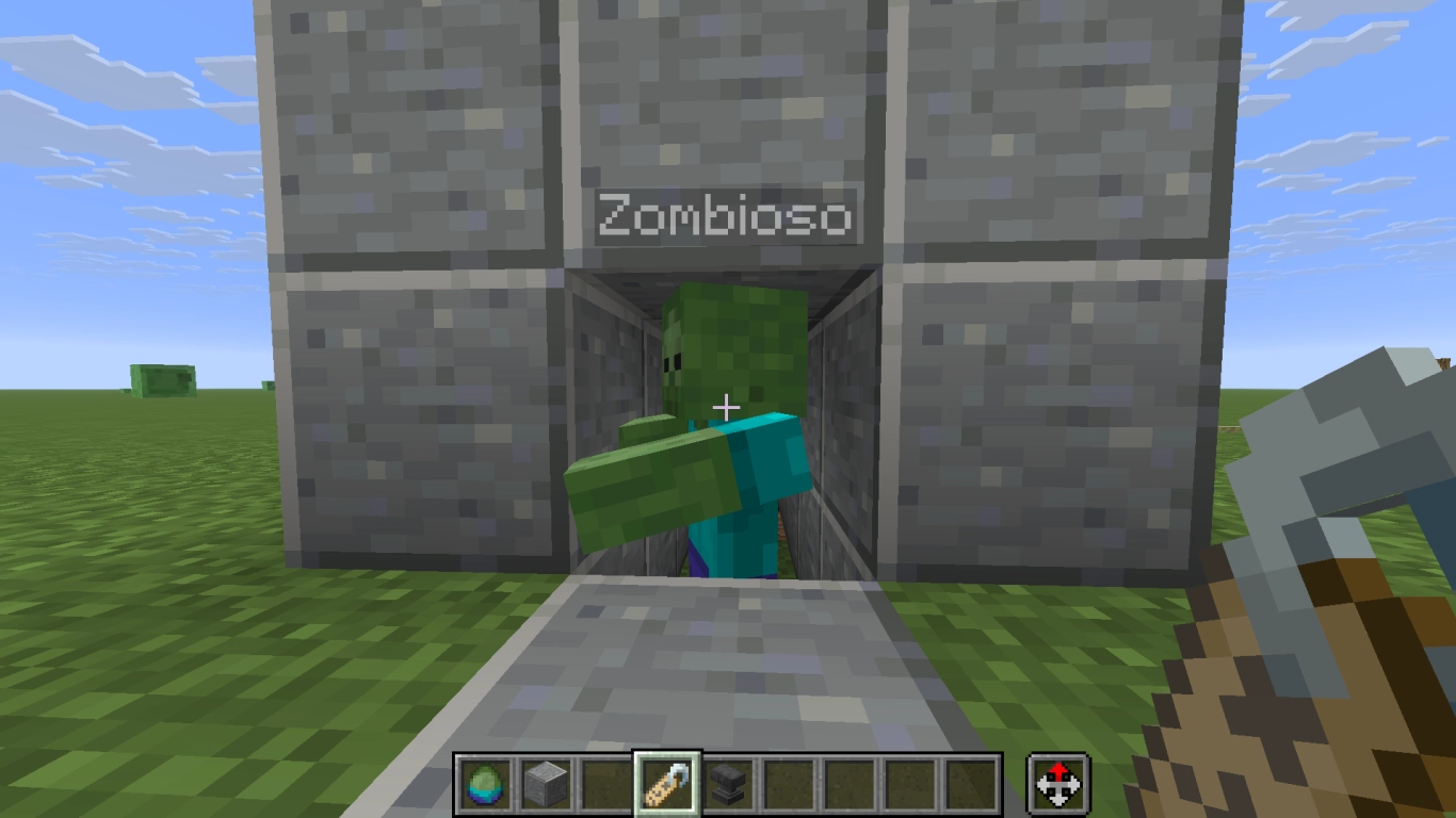Setup with workstation, redstone, and piston for the curing station