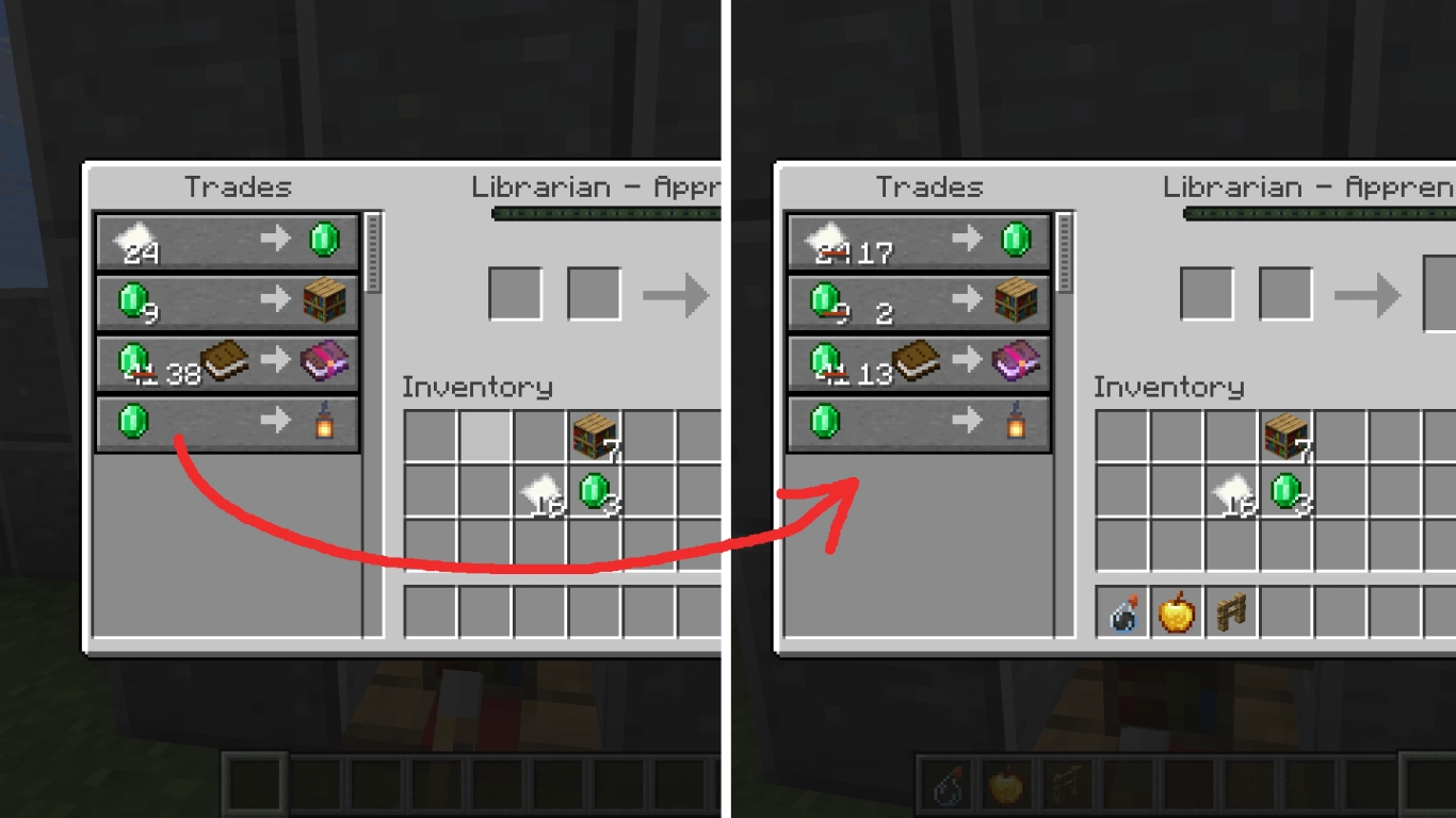 Curing a zombie villager with a Potion of Weakness and a golden apple