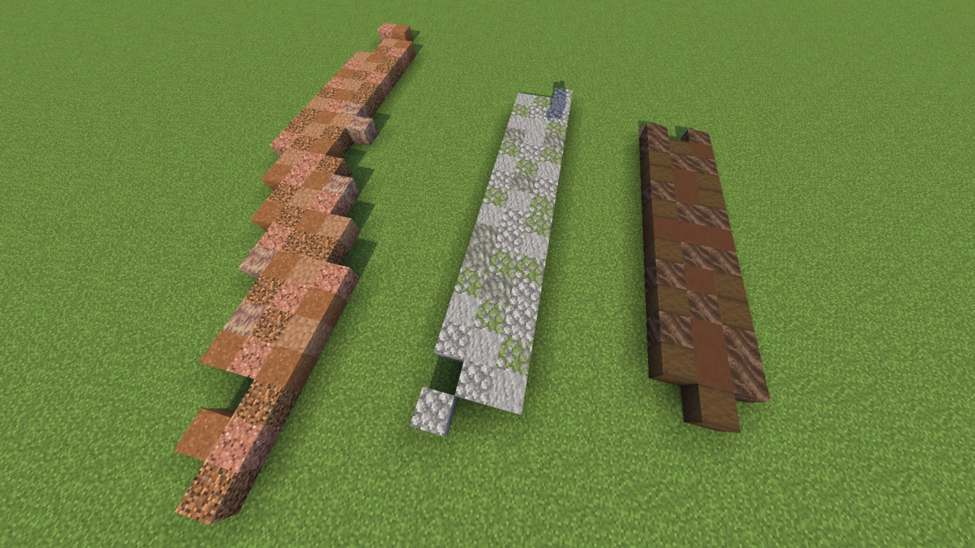 Minecraft path design and style selection for trails and roads