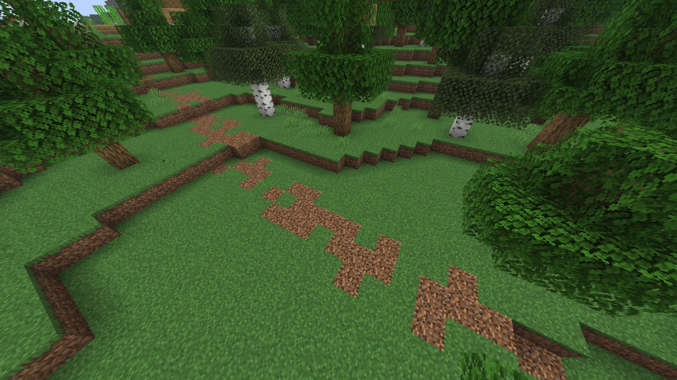 Minecraft laying a rough path using one main block as a guide