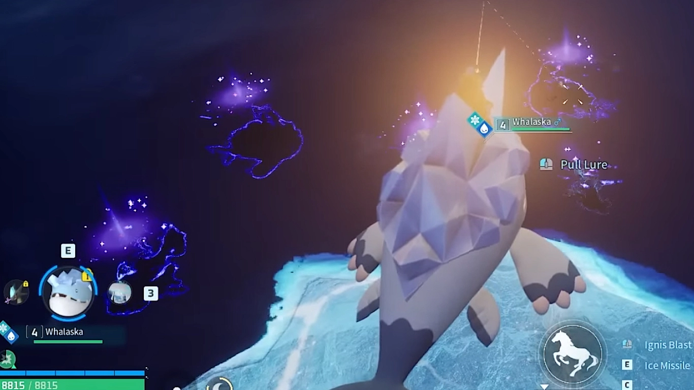 Shadows and sparkles while fishing in Palworld indicate special Pals