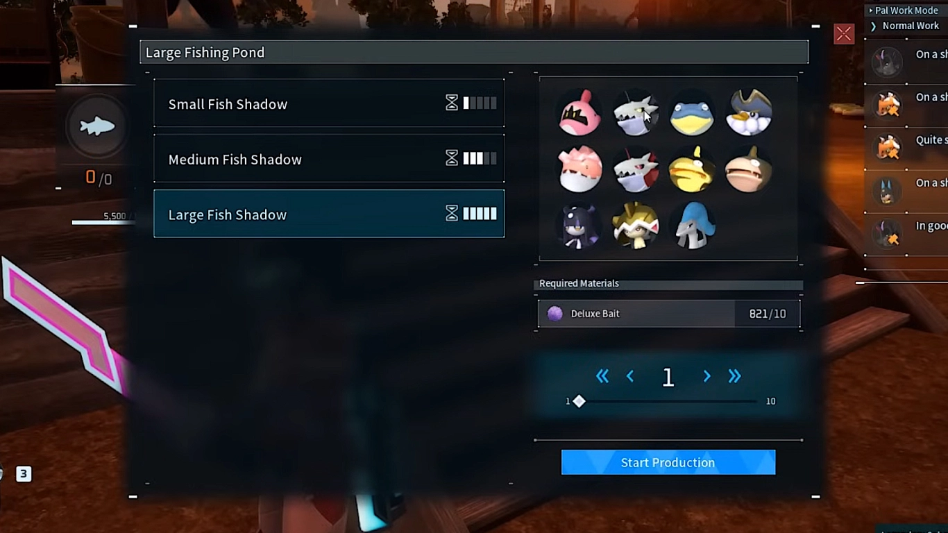 Fish Ponds in your Palworld base for passive fishing and loot