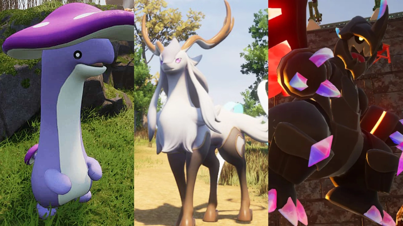 Palworld Pals gathering resources at the base