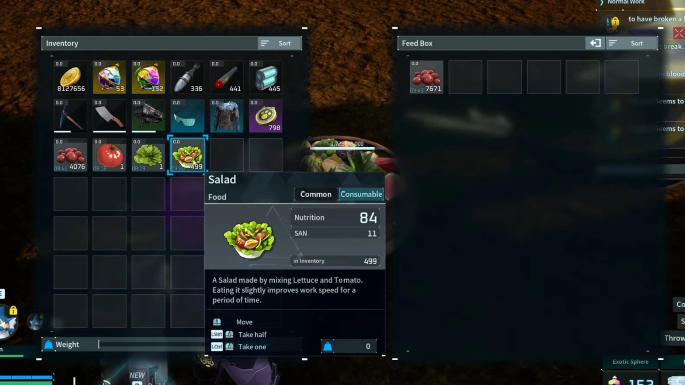 Pal sanity and hunger values in Palworld