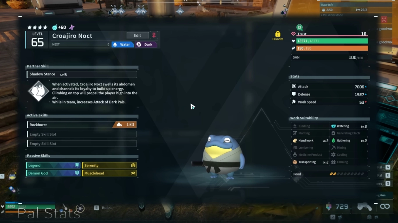 Palworld stats and attributes for your Pals at a glance