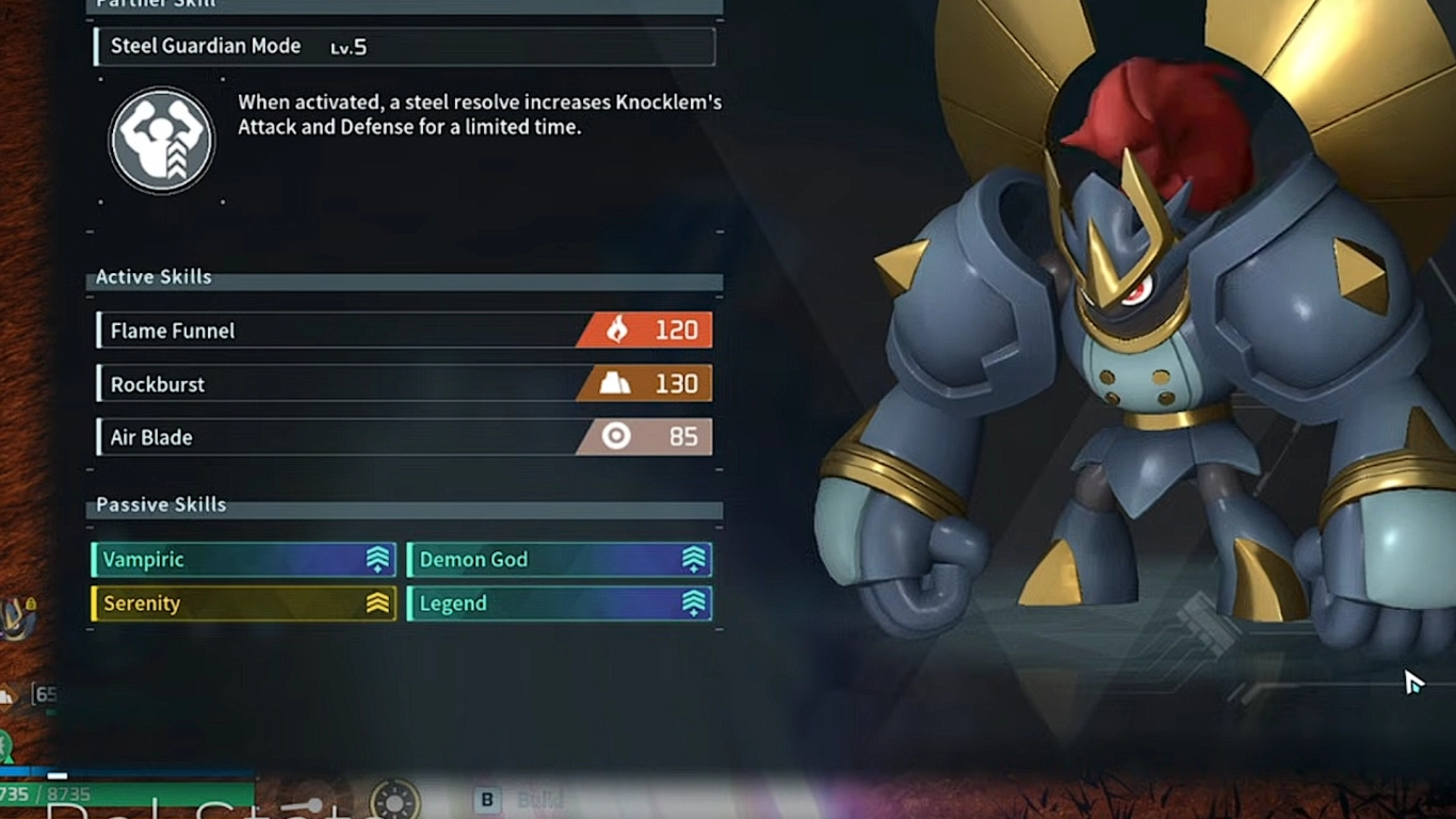 Combat in Palworld with passives for attack, defense, and elements