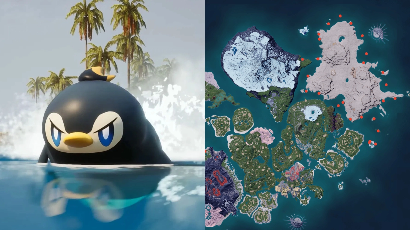 Pengullet Lux while fishing in Palworld