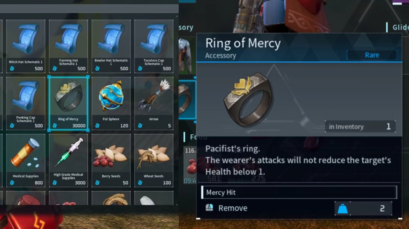 Palworld Ring of Mercy make catching Pals easier