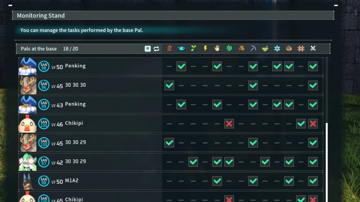 Palworld Monitoring Stand assign work base management