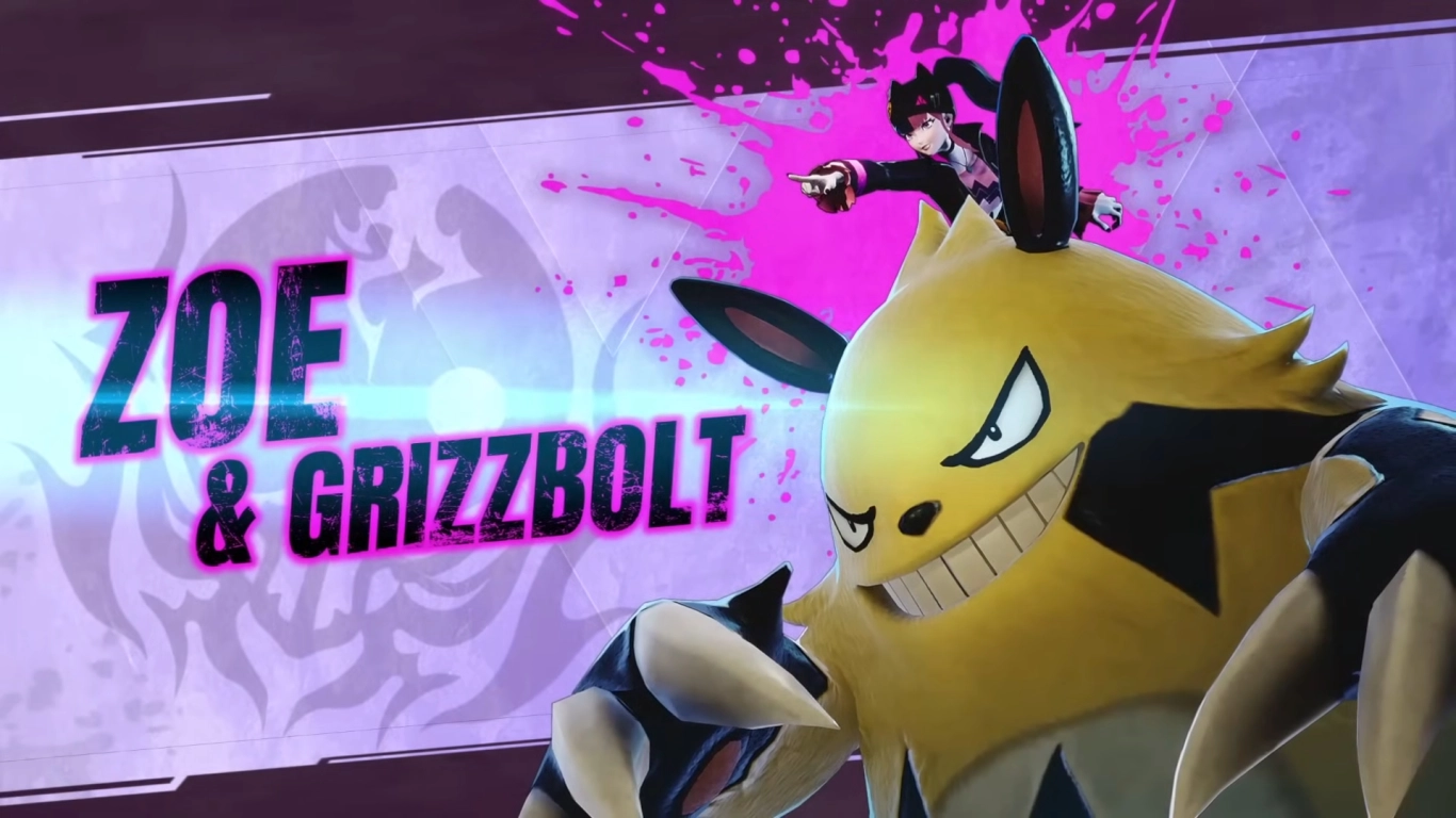 Palworld tower boss Zoe and Grizzbolt in the Windswept Hills arena fight