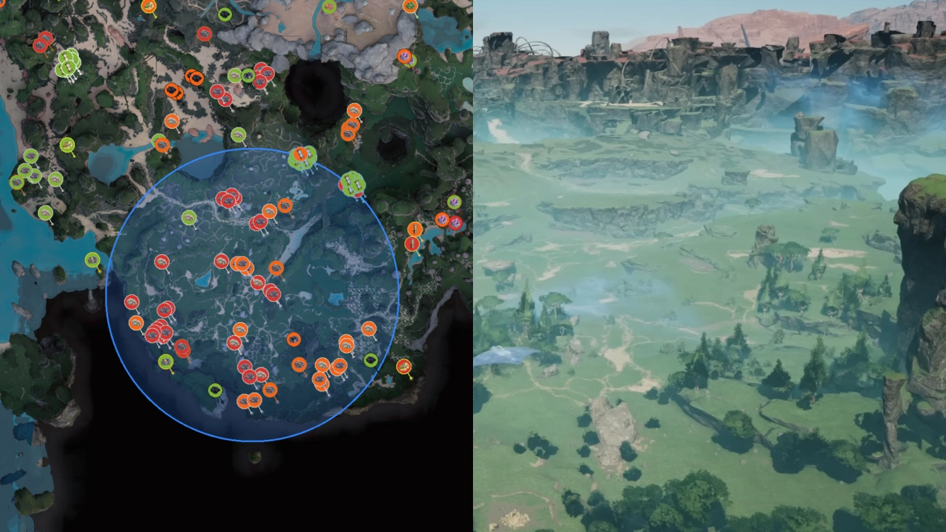 Satisfactory starting area Grass Fields with flat, peaceful terrain