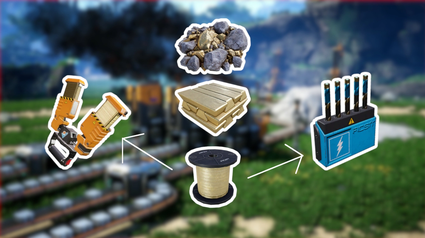 MAM Caterium research in Satisfactory with Zipline and Quickwire