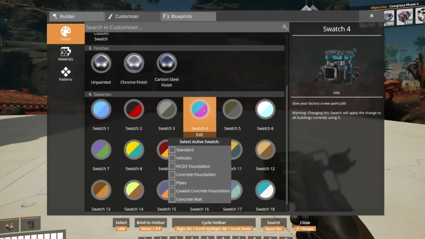 Set Satisfactory colors for foundations and walls