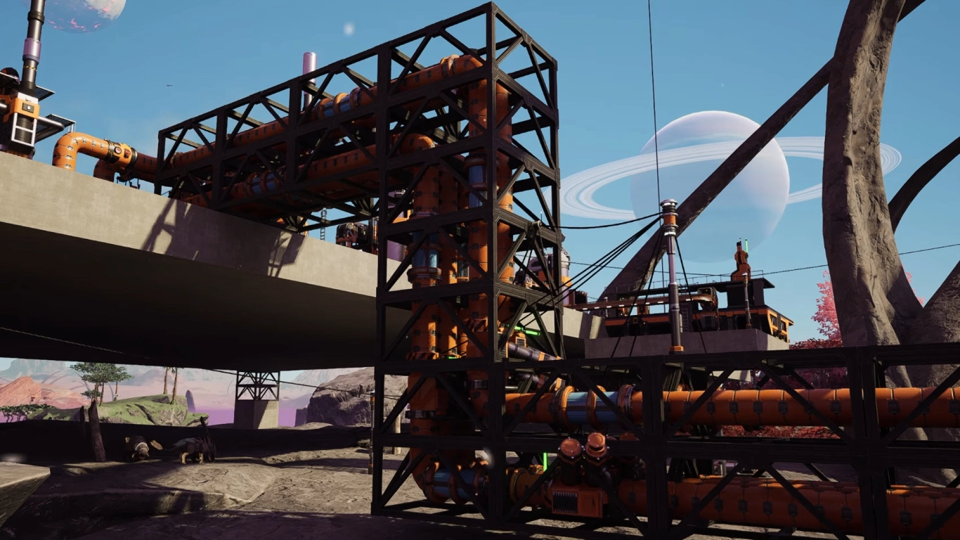 Elevation differences, pumps, and gravity when transporting fluids in Satisfactory