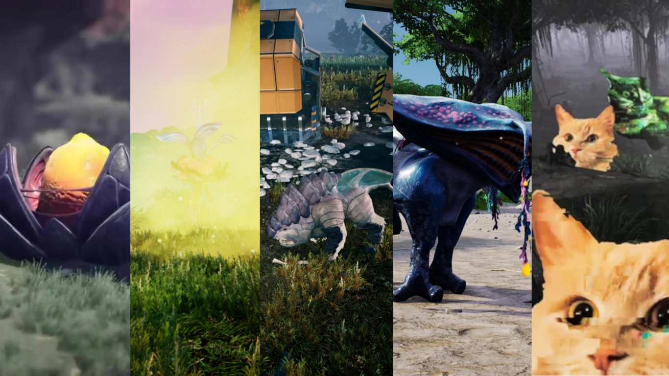 Aggressive monsters in Satisfactory: Hogs, Spitters, and Stingers in combat