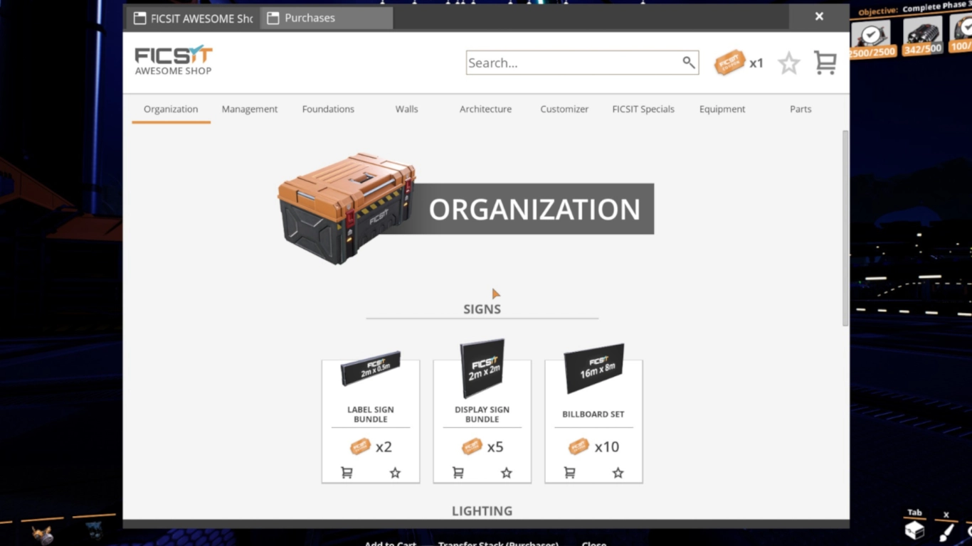 Satisfactory use AWESOME Sink and Shop to earn tickets for useful upgrades