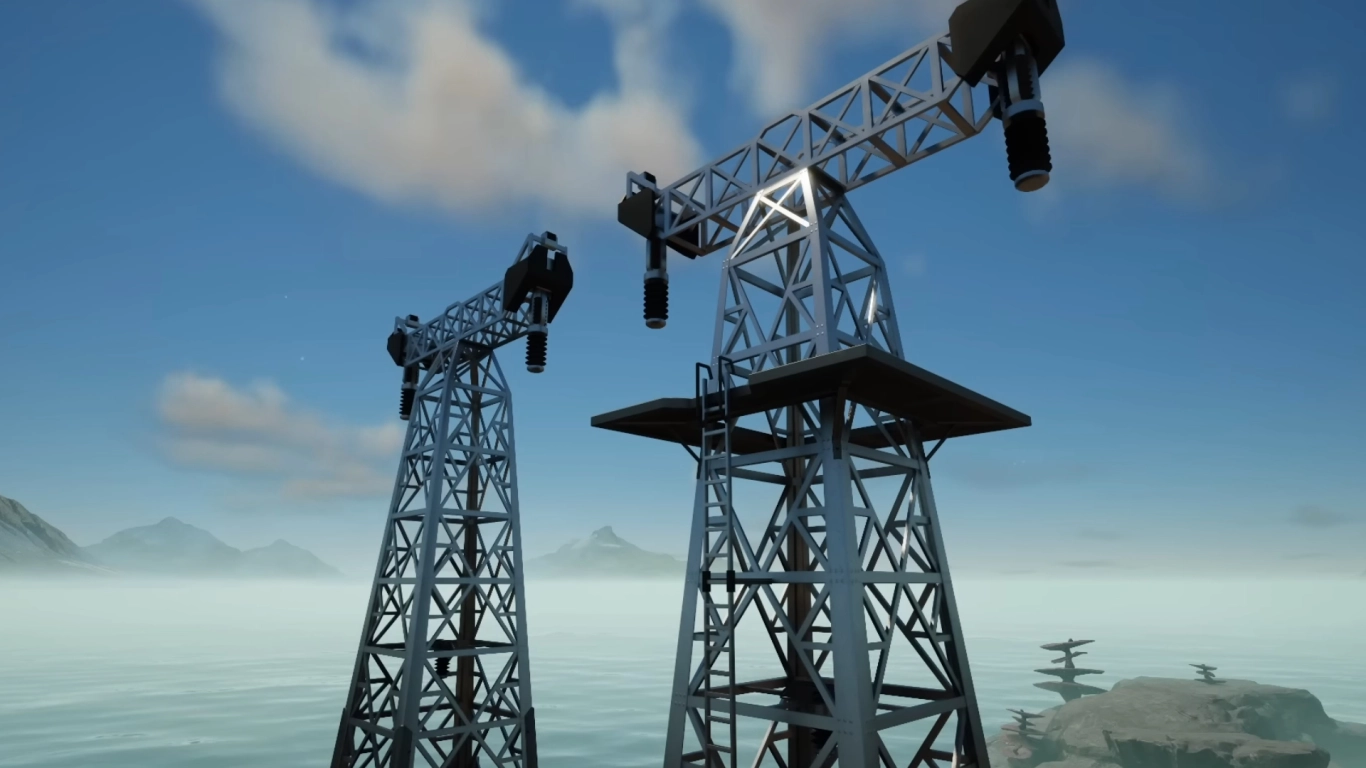 Satisfactory power network: Power Towers, Zipline, and Power Storage