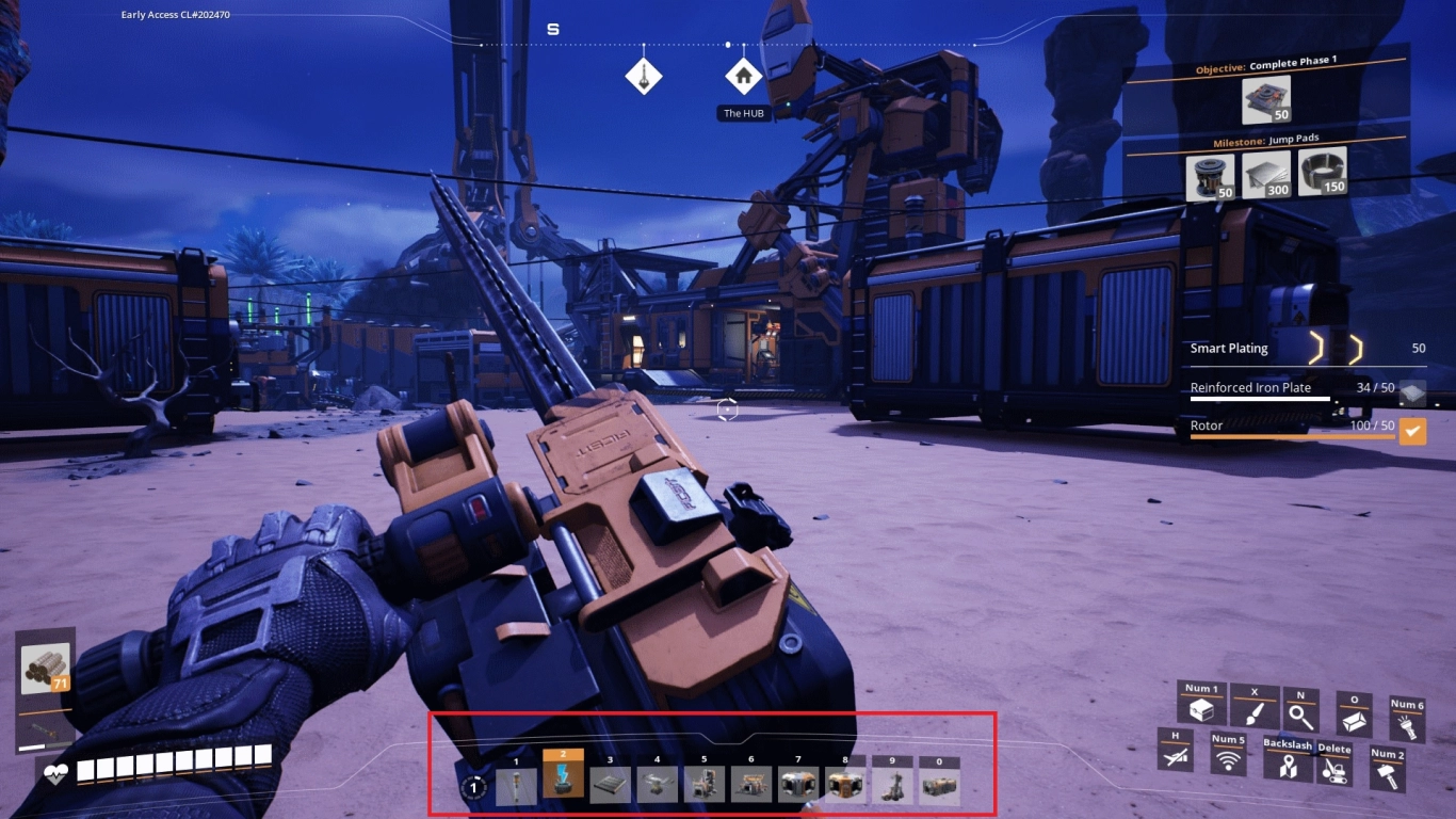 Satisfactory hotbar and shortcuts for quick build access