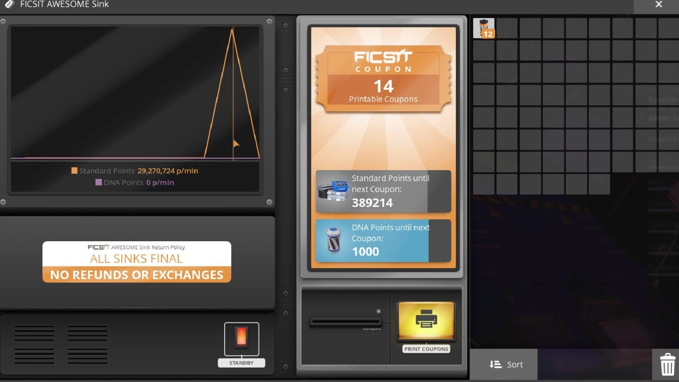 AWESOME Sink and FICSIT Coupons for build and logistics upgrades in Satisfactory