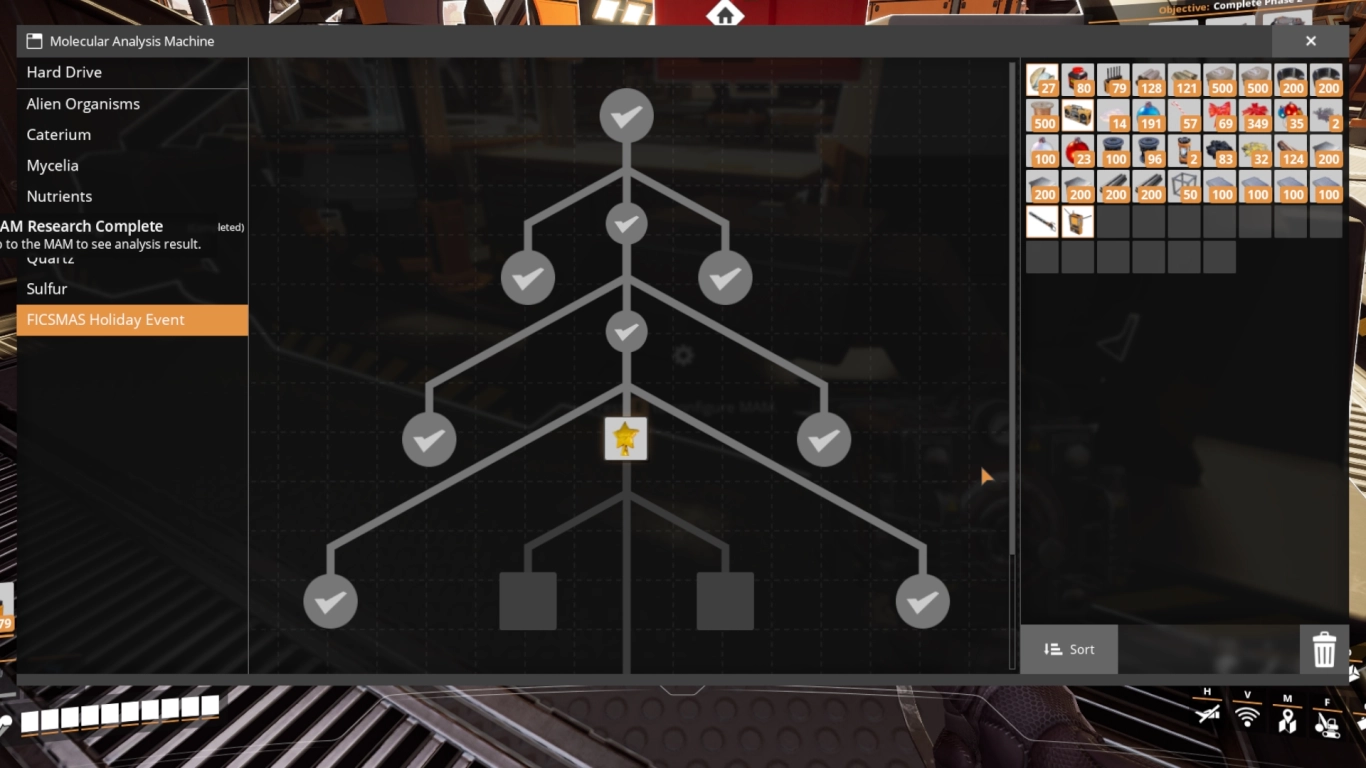 MAM research in Satisfactory for scanner upgrades and gear