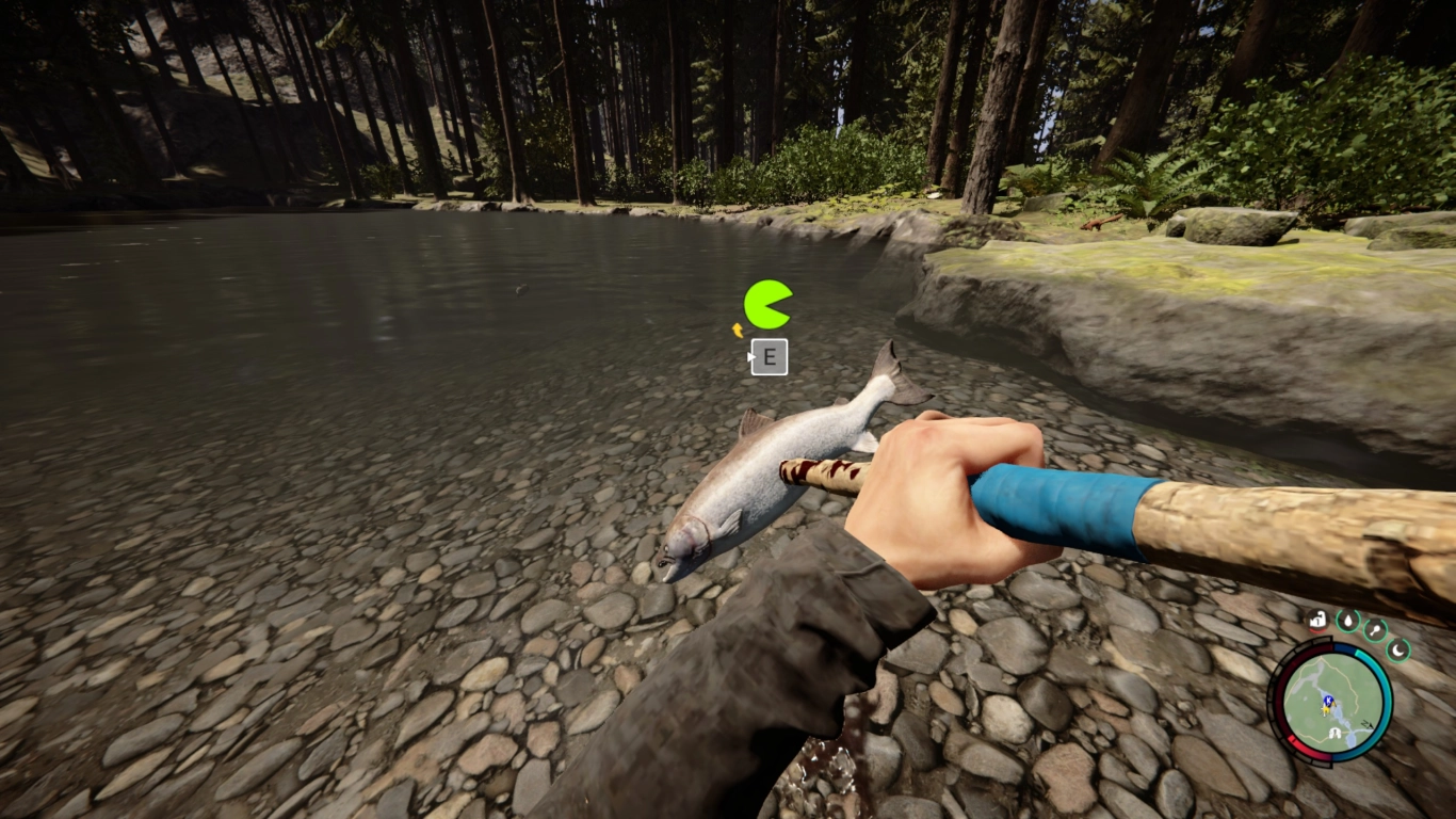 Open inventory with survival kit, GPS tracker, axe, and crafting mat