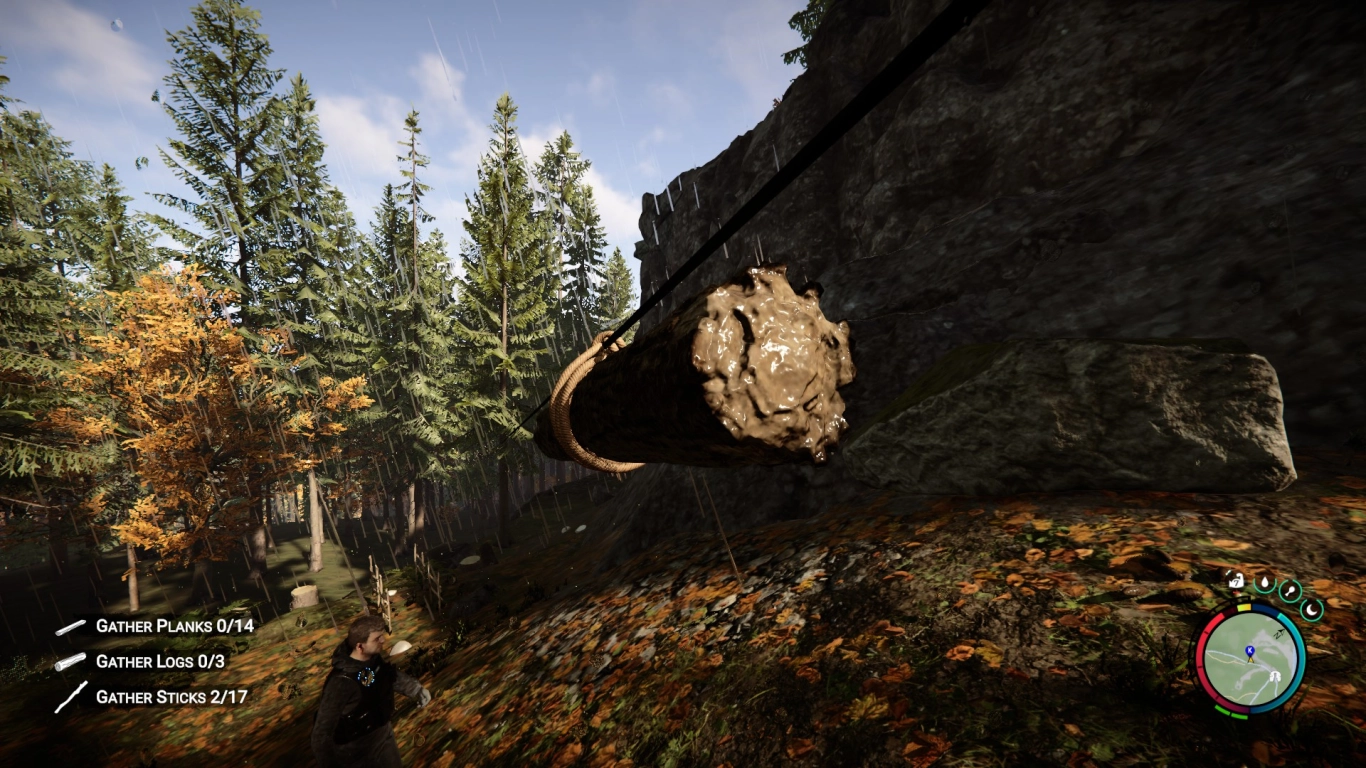 Sons of the Forest zipline transport and log logistics