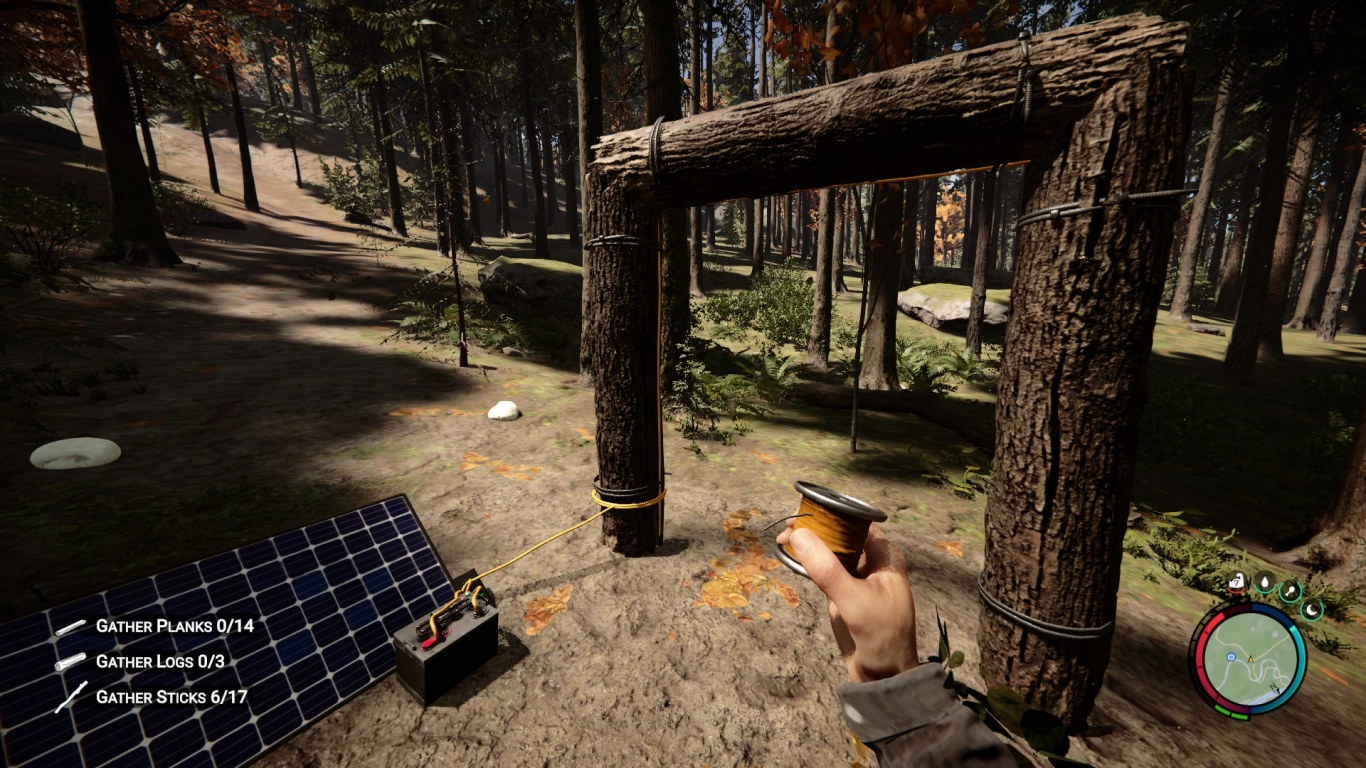 Run wire from the solar panel – dashed line shows the routing