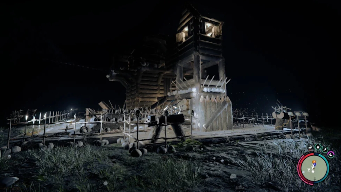 Floodlights on the outside of the base – bright directional light for the night