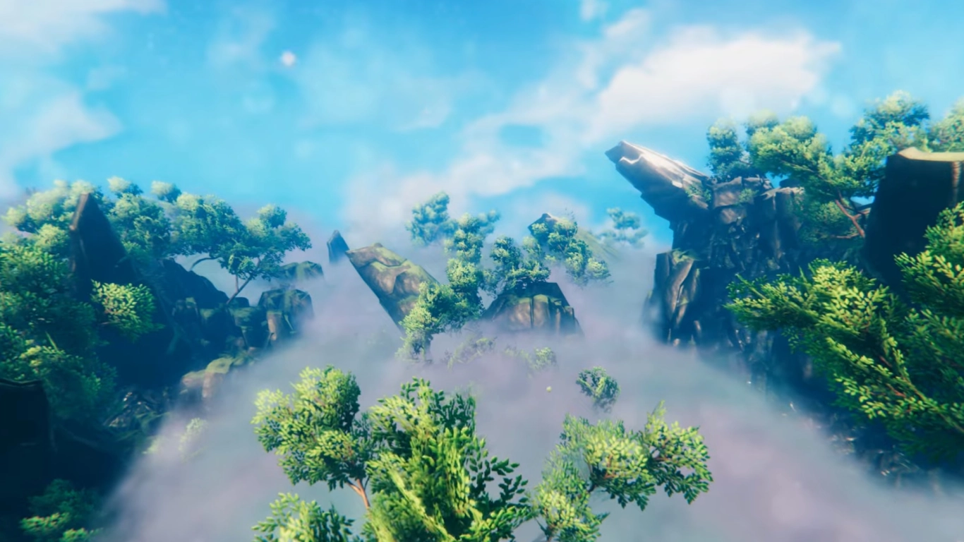 Valheim Mistlands with dense fog, Seekers, and a Gjall